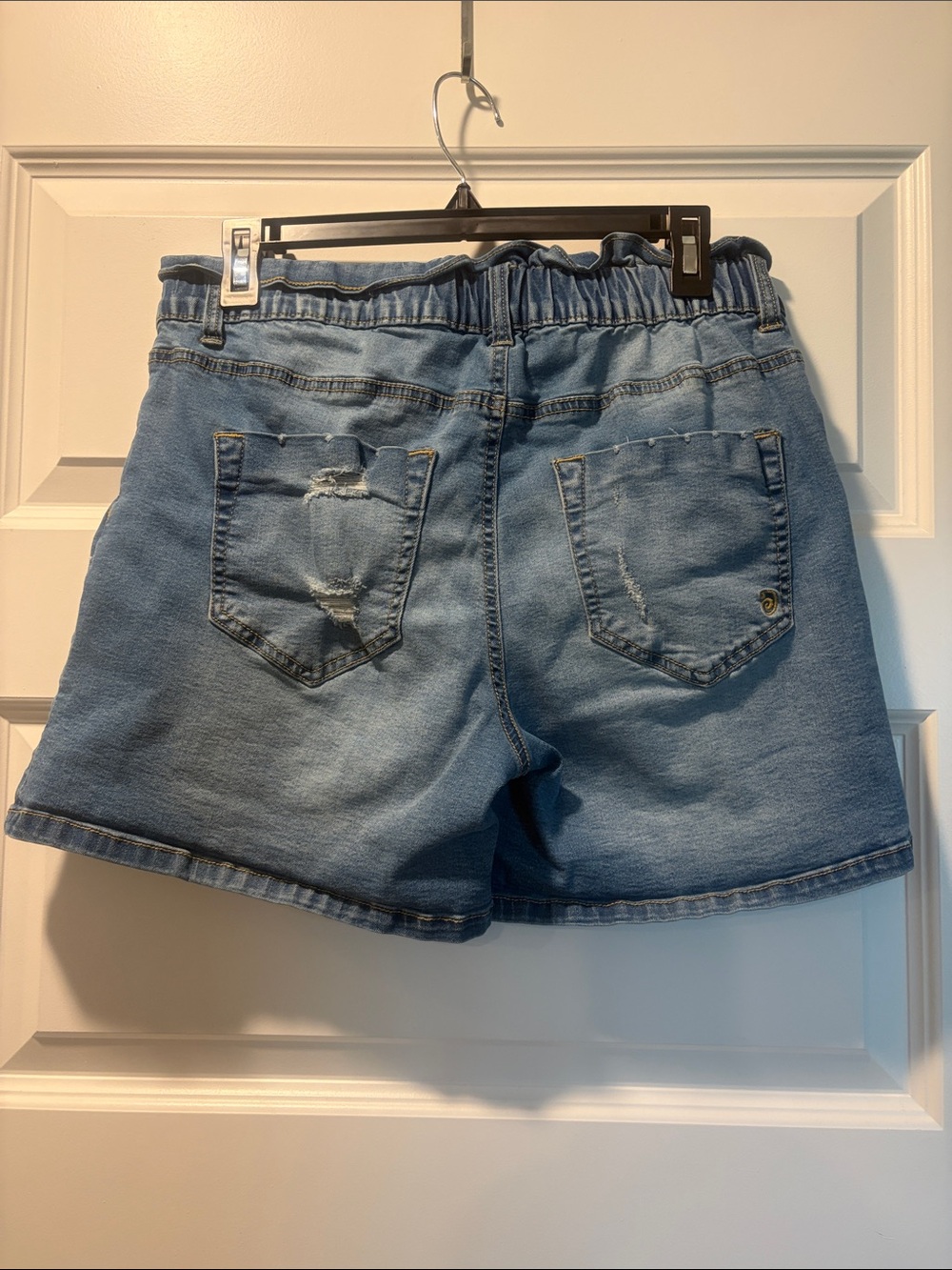 Distressed Light Blue Jean Shorts - Picture 6 of 9